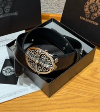 CHROME HEARTS Silver Buckle Leather Belt