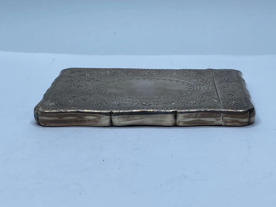 Estuche para tarjetas de llamadas de diseño antiguo intrincado de plata de ley 73,28 g Foto 3 de 4