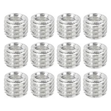 12 Pcs 1/4" Female to 3/8" Male Convert Screws Adapters Mount, Silver