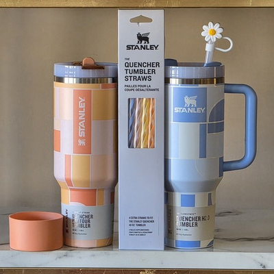 #ad Stanley Tumbler Geo Set 40oz Apricot amp; Cornflower New Straws Boot Topper READ $62.00