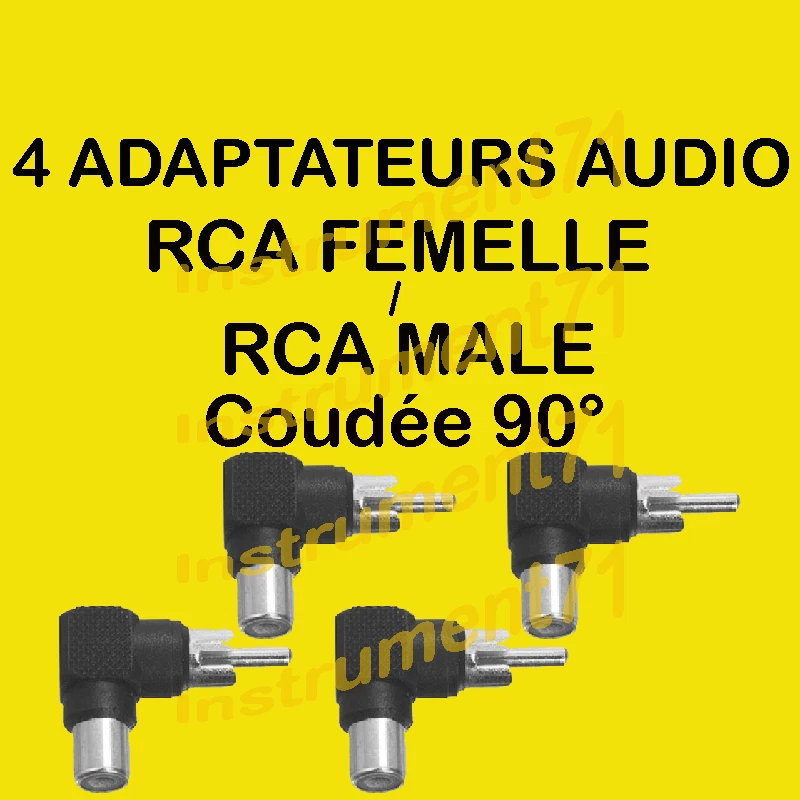 4 Adaptateurs RCA Femelle vers RCA Mâle Coudés 90° Capot Plastique - Photo 1/1