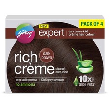 Godrej Expert Rich Cr me Hair Colour Shade 4.06 DARK BROWN 3X  Pack of 4
