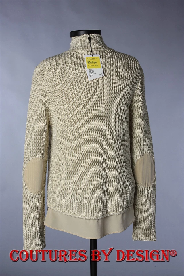 Chaqueta Suéter St John Knits Punto Acanalado Completo Seda Contraste Cebada Talla Lg Nueva con Etiquetas $745 Foto 2 de 2
