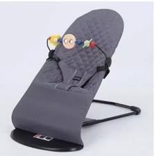 Baby Bouncer Seat with Toy Bar  Soft Quilted Cover  Newborn Rocker   Gray