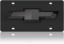Chevrolet License Plate - Black Carbon with Black Chevy Bowtie Logo