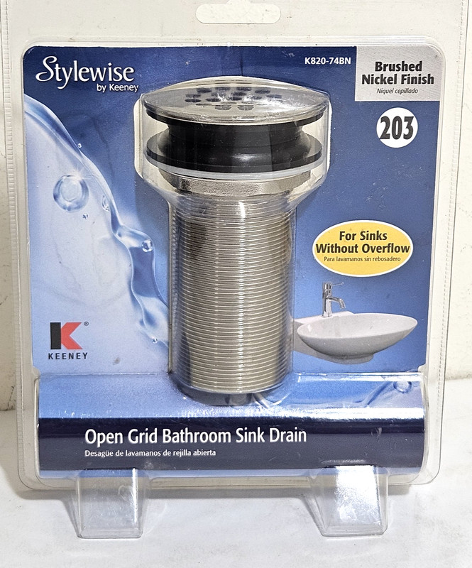 Stylewise Keeney Open Grid Bathroom Sink Drain Brushed Nickel 203 K820-74BN