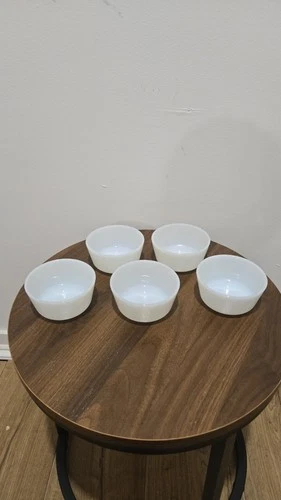 Anchor Hocking Fire King White Milk Glass Custard Cups 6oz Ramikin #434 Set 5