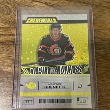 2023-24 Credentials Debut Ticket Access Yellow Maxence Guenette #179 🏒