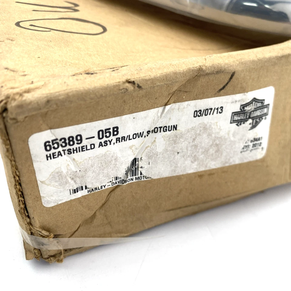 oem Harley 65389-05B Chrome Shotgun Exhaust Rear Low Heat Shield 05-17 Softail - Image 2 of 4