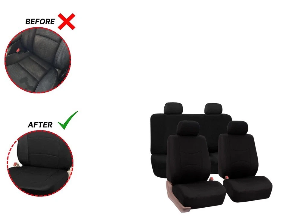 For All Chevrolet Car Seat Covers Set Universal Fit Black Waterproof Fit - Image 4 of 4
