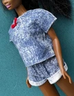 vintage Barbie All Star Outfit #2496 by Mattel acid wash jean shorts & top 1989