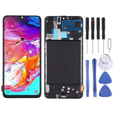 Ersatz TFT LCD Bildschirm mit Digitizer & Rahmen für Samsung Galaxy A70 schwarz