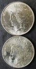 Two 1922 $1 Peace Silver Dollars