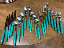Vintage FIESTA WARE 20 Piece Teal FLATWARE SET  “China W”