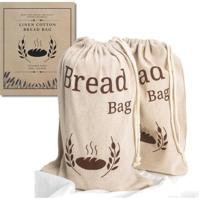 2 Pack Natural Linen Bread Bags | Eco Food Storage | Plastic Free