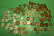 97pc Estate Coins India Hindu Temple Token French Tunsia, Italy Francs 1855-1950