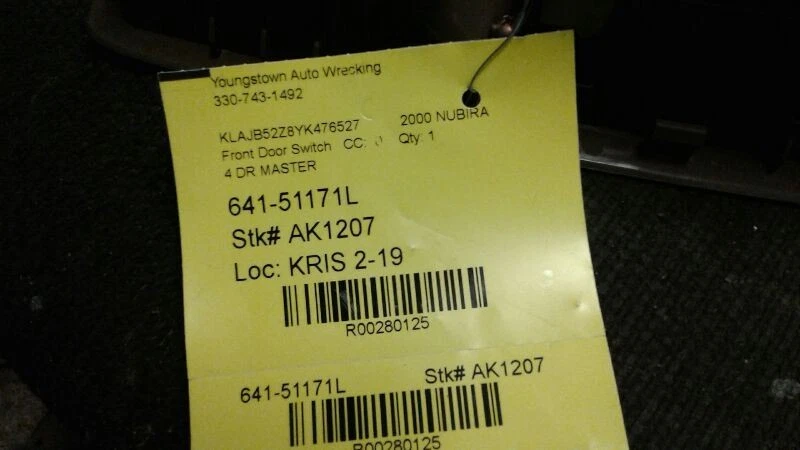 Driver Front Door Switch Driver's Window Master Fits 98-02 NUBIRA 280125 - Image 4 of 4