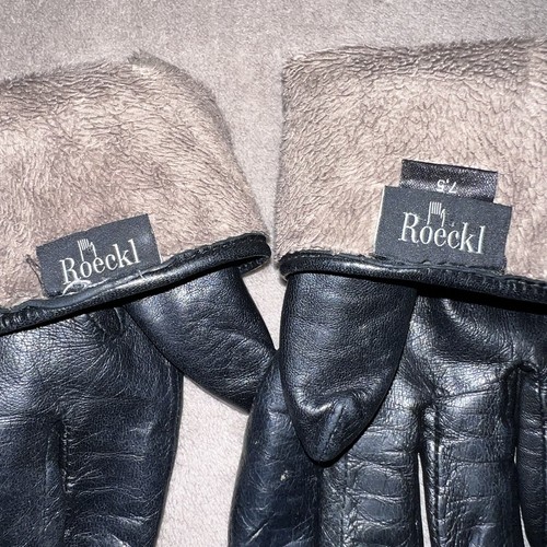 Roeckl Black Leather Studded and Quilted Gloves Size 7.5 *in exc cond* - Picture 7 of 20