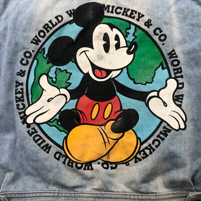 Vintage Disney Jacket Womens Large Denim Jean Button Mickey & Co