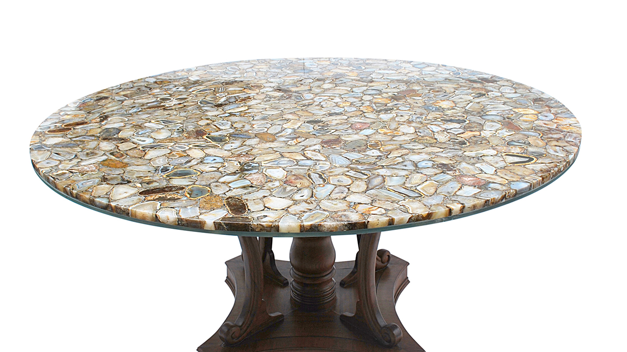 30x30 Natural Brown Agate Coffee Dining Table Handcrafted Decorative Centerpiece