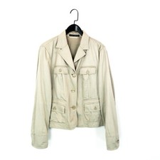 Luisa Cerano Beige Button Up Collared Sheen Blazer Style Jacket - Size 14