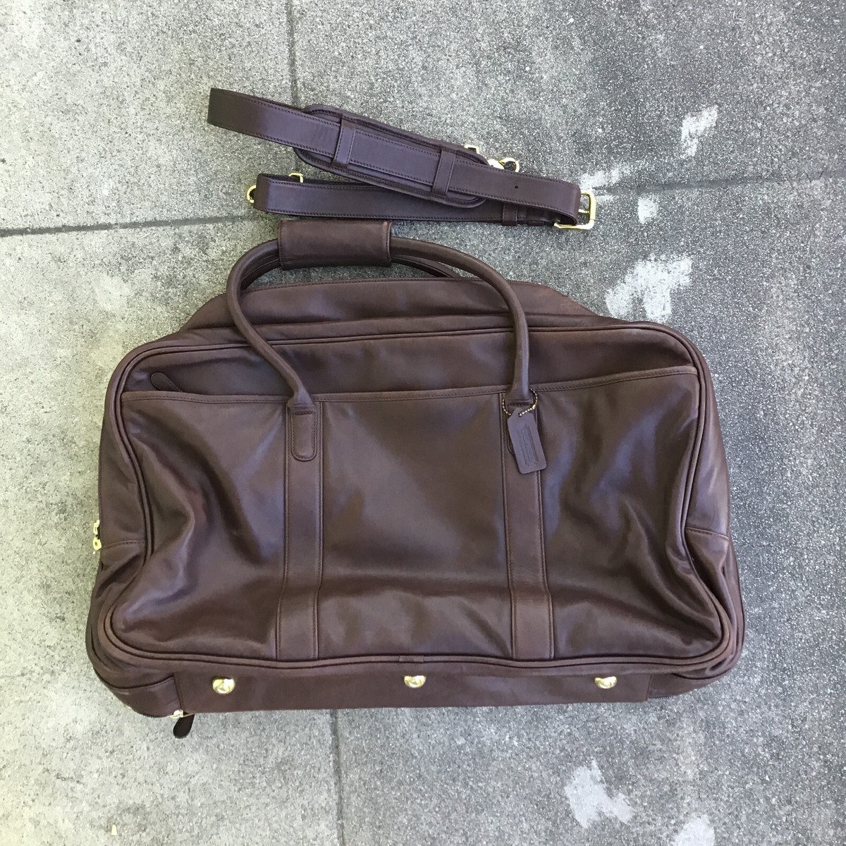 Vtg COACH Brown Leather Carry-on Shoulder Duffle Bag NO M1S-0512