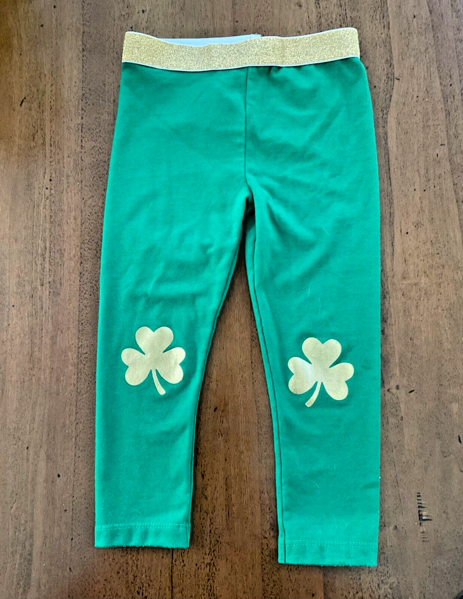Way To Celebrate Patrick's Day Gold Shamrock Green Leggings