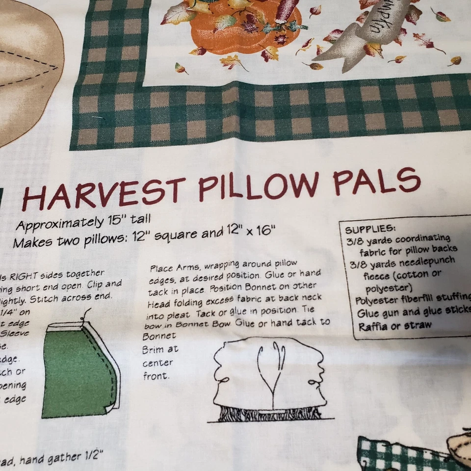 Antigo travesseiro Daisy Kingdom colheita amigos cortar e costurar painéis artesanais abóboras - Imagem 2 de 4