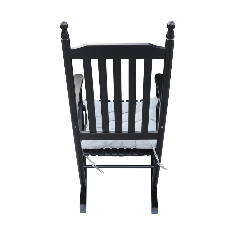 Black Wooden Porch Rocker Chair Outdoor Relaxing Furniture Comfortable