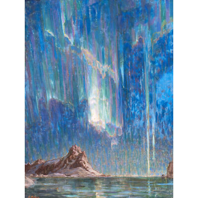 Boberg Nordlichter Aurora Borealis Gemälde großer Leinwand Kunstdruck