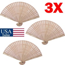  3pack Natural Wood Large Lace Floral Folding Hand Held Chinese Fan US