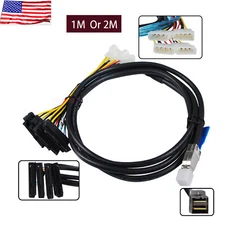 HD Internal SFF-8644 to 4X SFF-8482 Mini SAS w/IDE Power Cable 1meter / 2meters