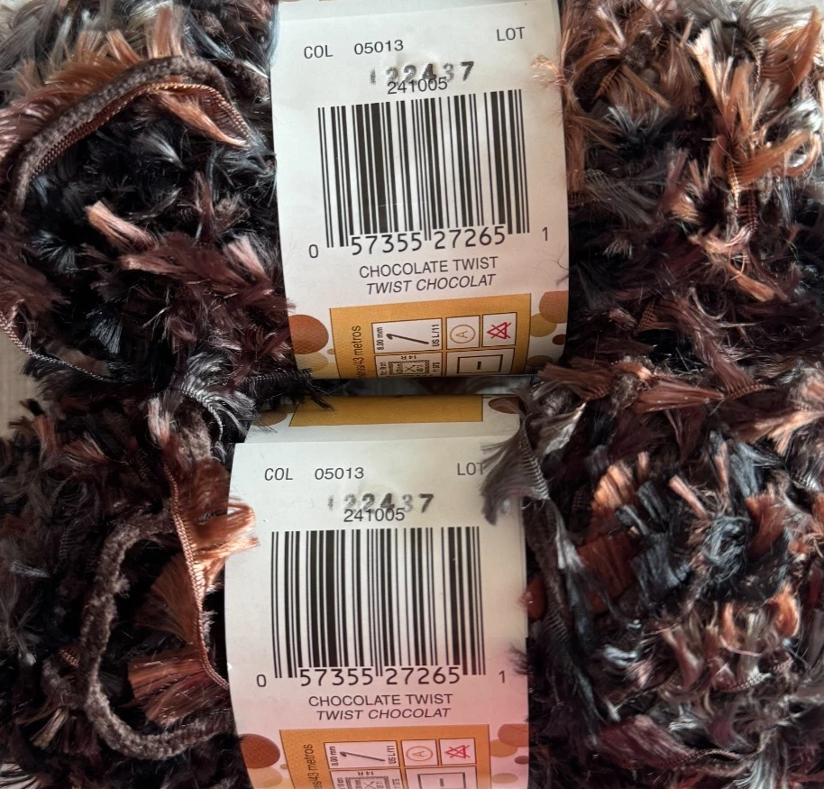 2 Patons Twister Yarn Color # 05013 Chocolate Twist 47 Yds Ea 1 3/4 Ounces 50 G - Image 2 of 3