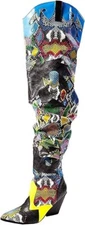 Thigh high Multi color Faux snake boots Womens 8.5