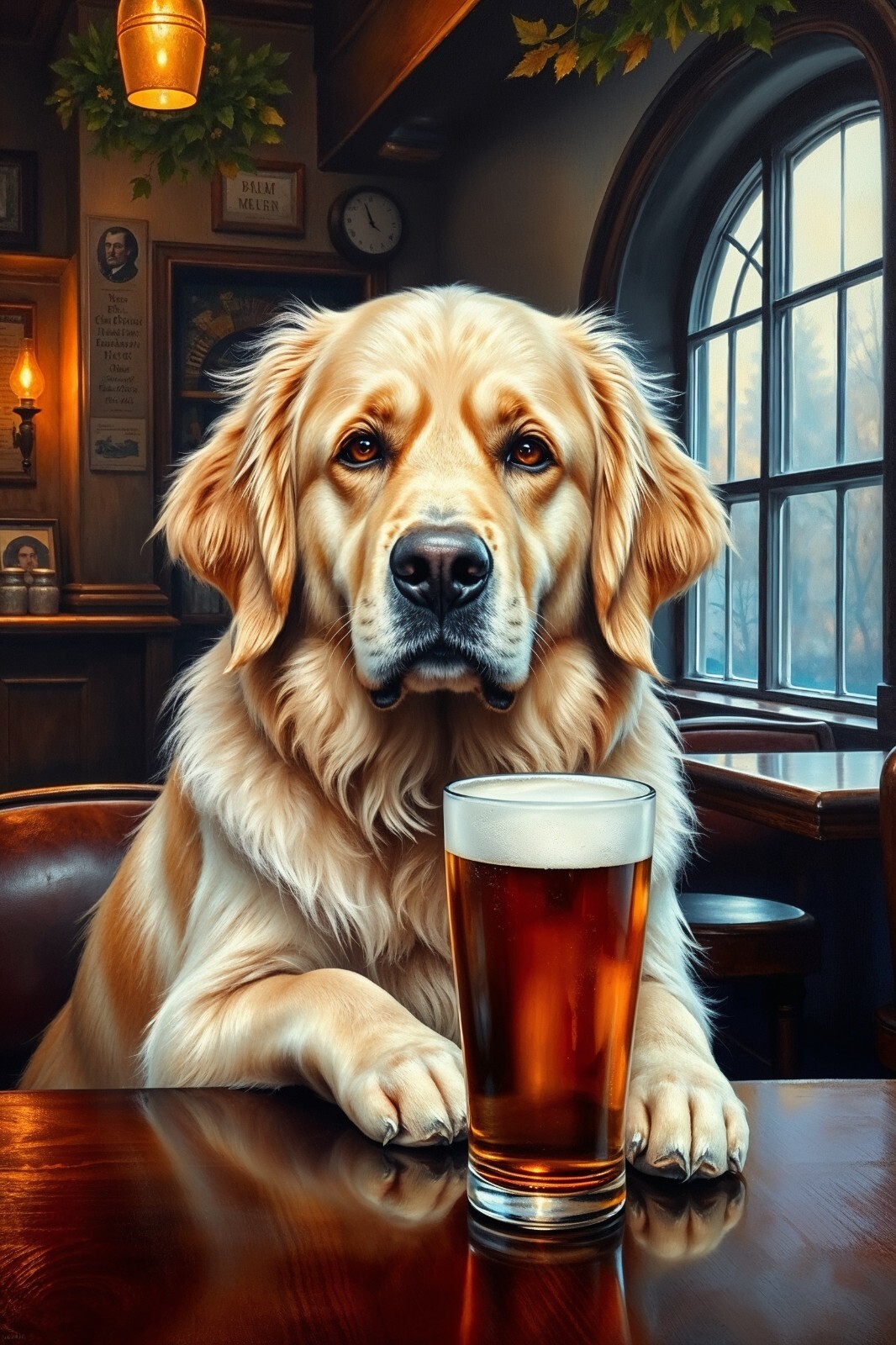 Golden Labrador Beer Pub Fantasy Dog 4x6 Photo Art Print  