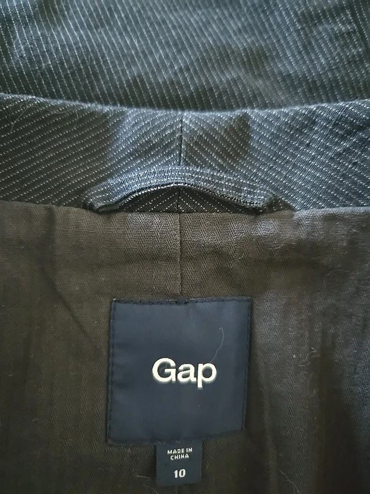 Chaqueta Blazer GAP Pin Rayas Mezcla Lino Talla 10 Excelente Estado Foto 3 de 4