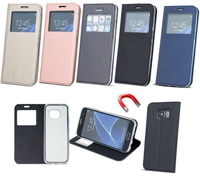 Book Silikon Klapp Tasche Hülle SMART LOOK FENSTER Samsung Galaxy J7 2017 