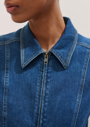 ME + EM Palazzo Stretch Denim Travel Jumpsuit - MSRP $425 Size US10 - BNWT - Picture 5 of 7