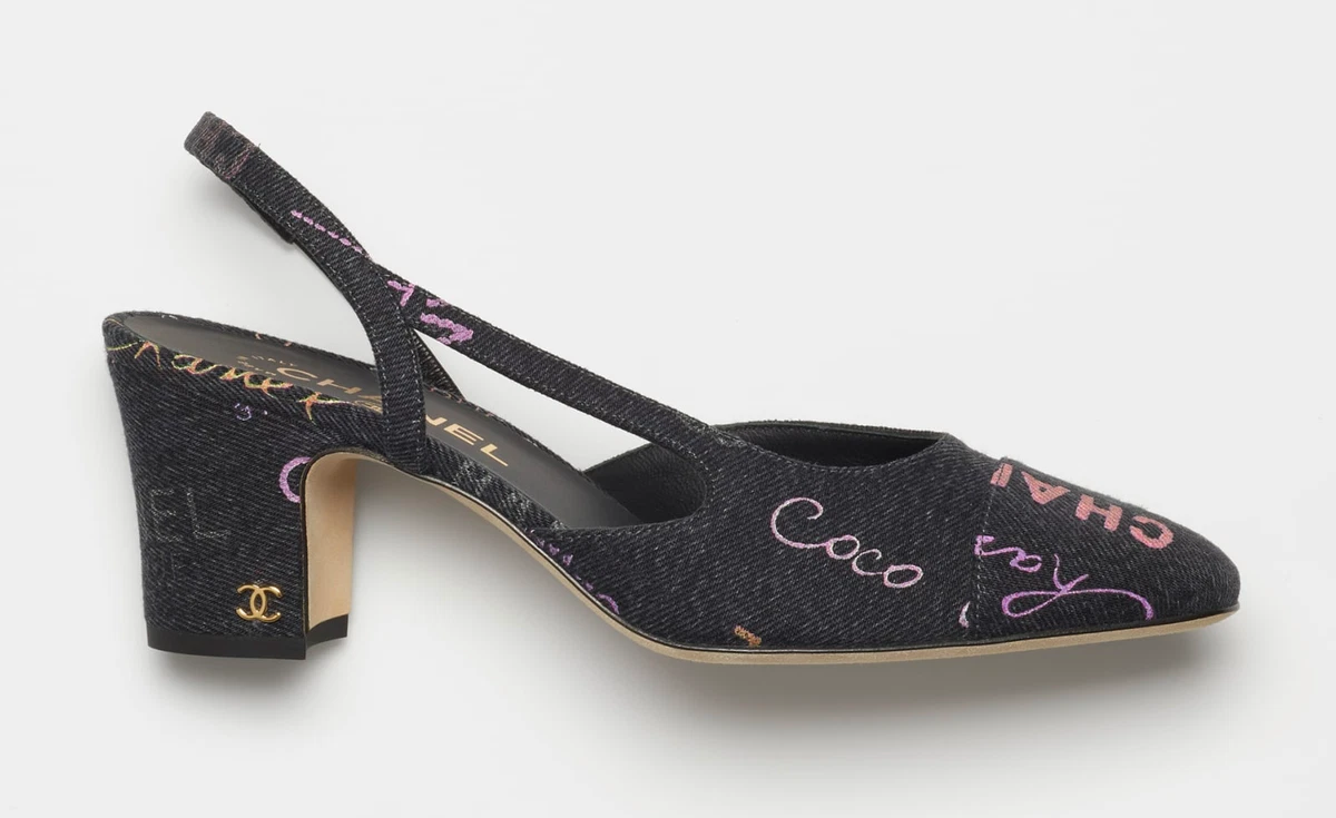 Chanel slingback shop grey