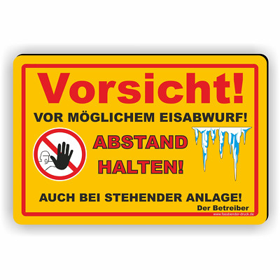 Beware of Ice Drop Sign YELLOW Icicle Wind Turbine Keep Your Distance WI13