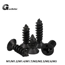 M1-M3 Small Phillips Countersunk Flat Head Self Tapping Wood Screws Pozi Black