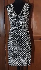 ANN TAYLOR PETITES Black and White Sleeveless Snow Leopard Print Dress Size M
