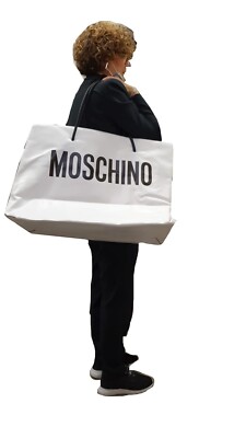 AW20 Moschino Couture Jeremy Scott OVERSIZED WHITE SHOPPER w/BLACK LOGO