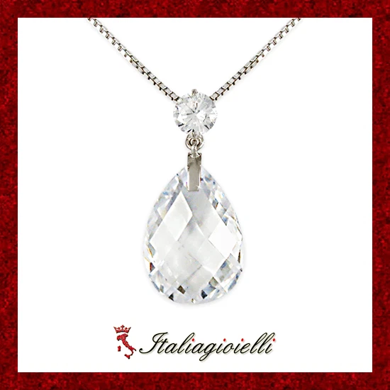 YL Collana Goccia d'Acqua Argento 925 con 12 Pietra Portafortuna Zirconia Cubica Ciondolo per Donna Mamma