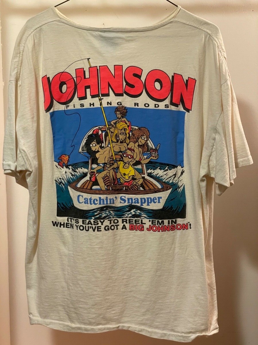 Vintage Big Johnson Fishing Rods shirt Large Catchin Snapper Easy