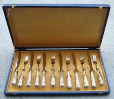 VINTAGE ARGENTO SOLINGEN SET OF 12, 800 SILVER DESERT FORK & KNIFE SET IN BOX