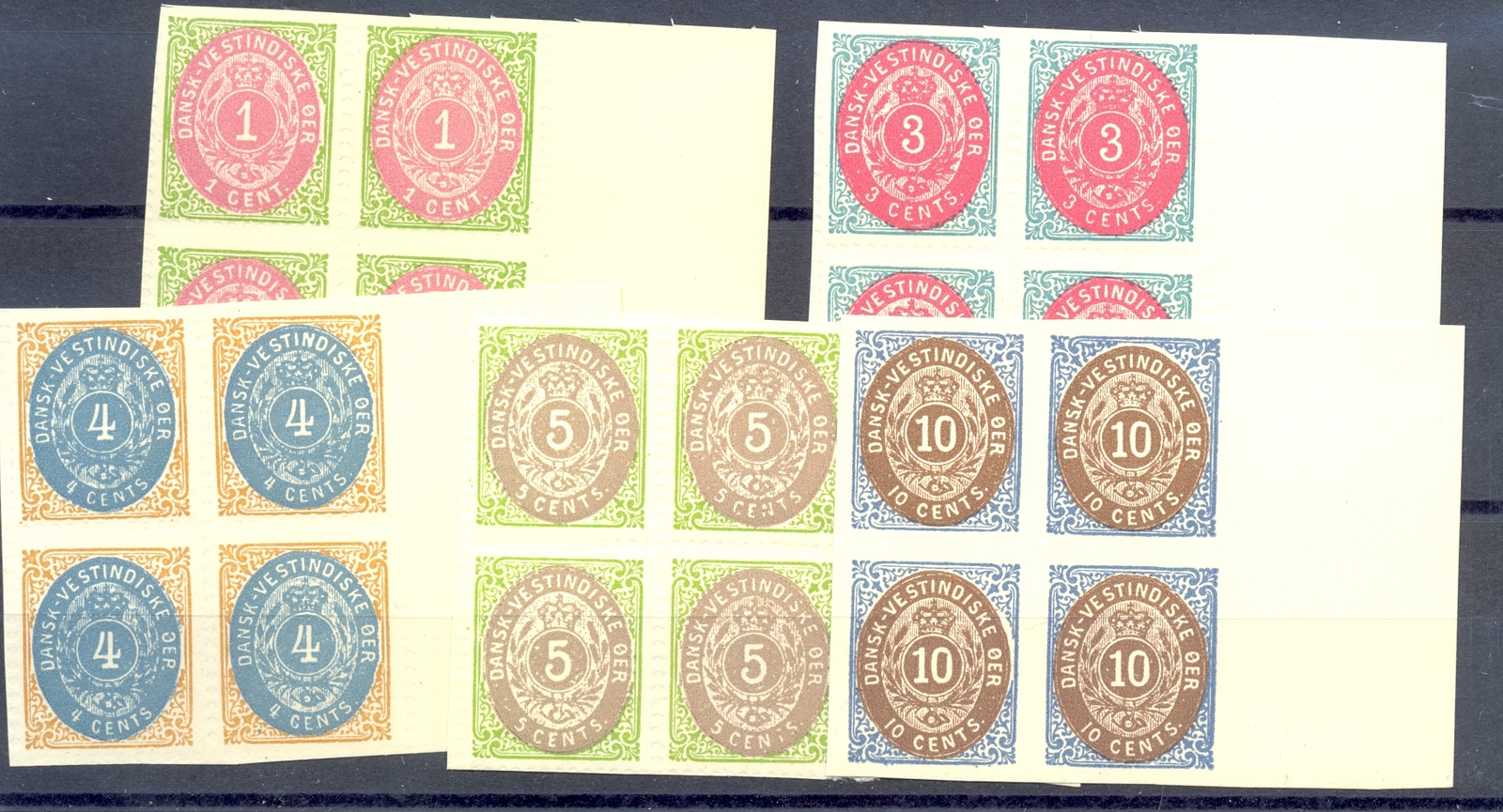 DENMARK WEST INDIES - MI# 5/7 , 10/11 --BL OF 4 --(*) REPRINT -@39 | eBay