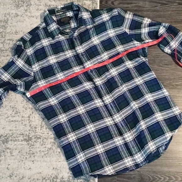 Pendleton Hawthorne flannel patch elbow L blue gr… - image 4