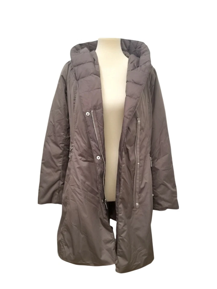 Abrigo acolchado para mujer Tahari champiñón con capucha talla pequeña MRSP 189 $ Foto 2 de 4