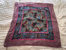 VINTAGE ITALY BERKSHIRE SILKEN POLYESTER SCARF FLORAL 30.5" SQUARE